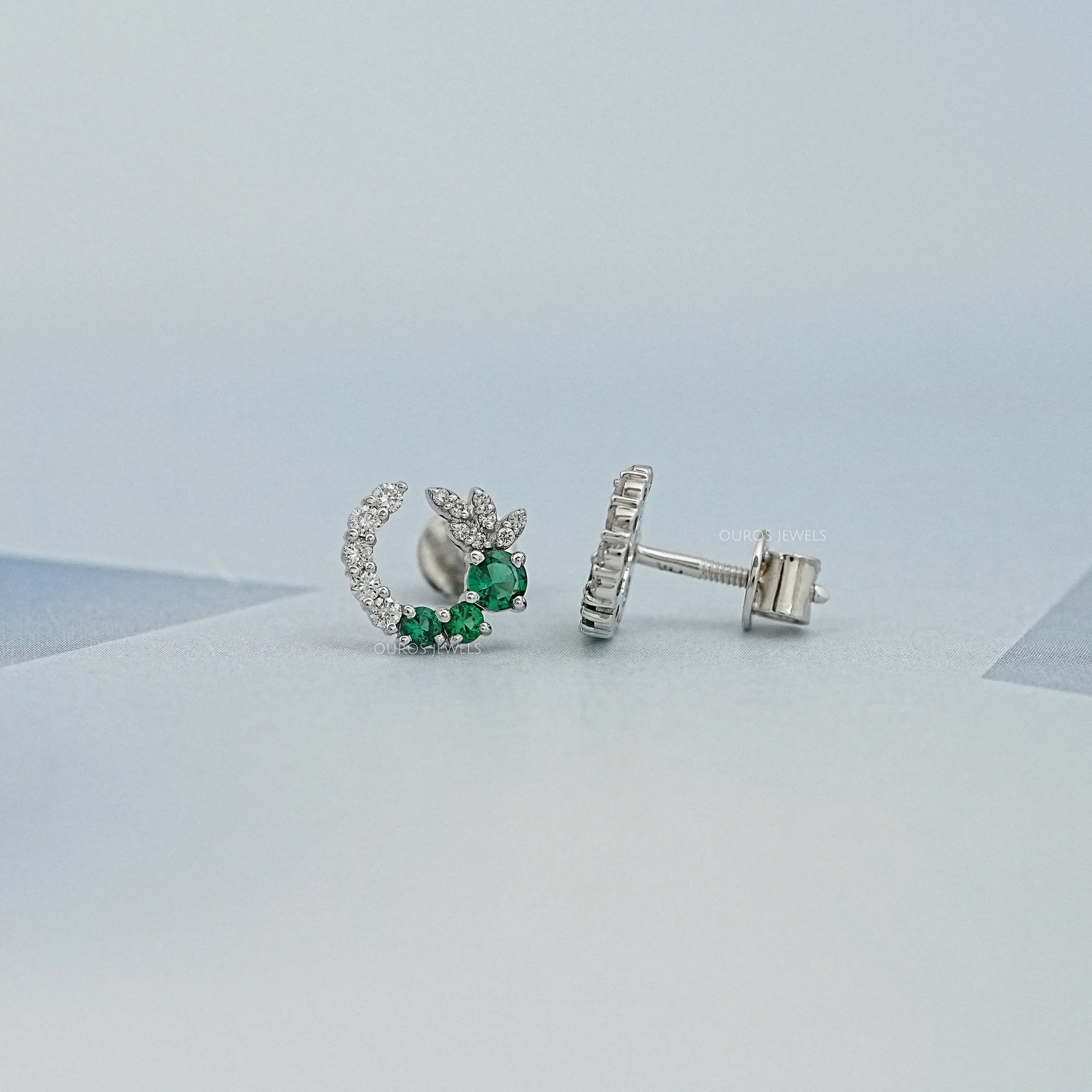 Green Gemstone Spiral Stud Earrings Earrings