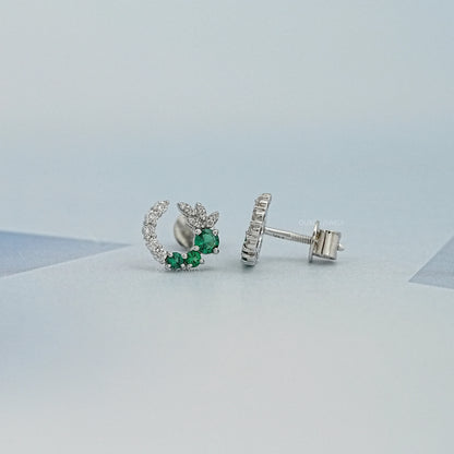 Green Gemstone Spiral Stud Earrings Earrings
