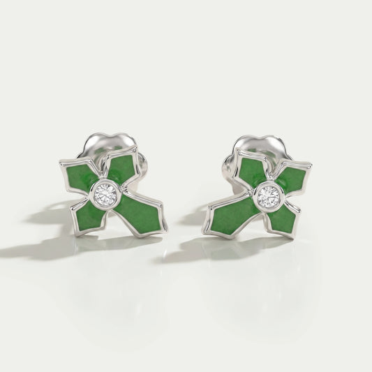 Enamel Green Cross Earrings For Kids Earrings