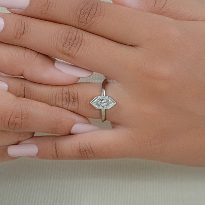 Half Bezel Dutch Marquise Diamond Solitaire Ring Ring