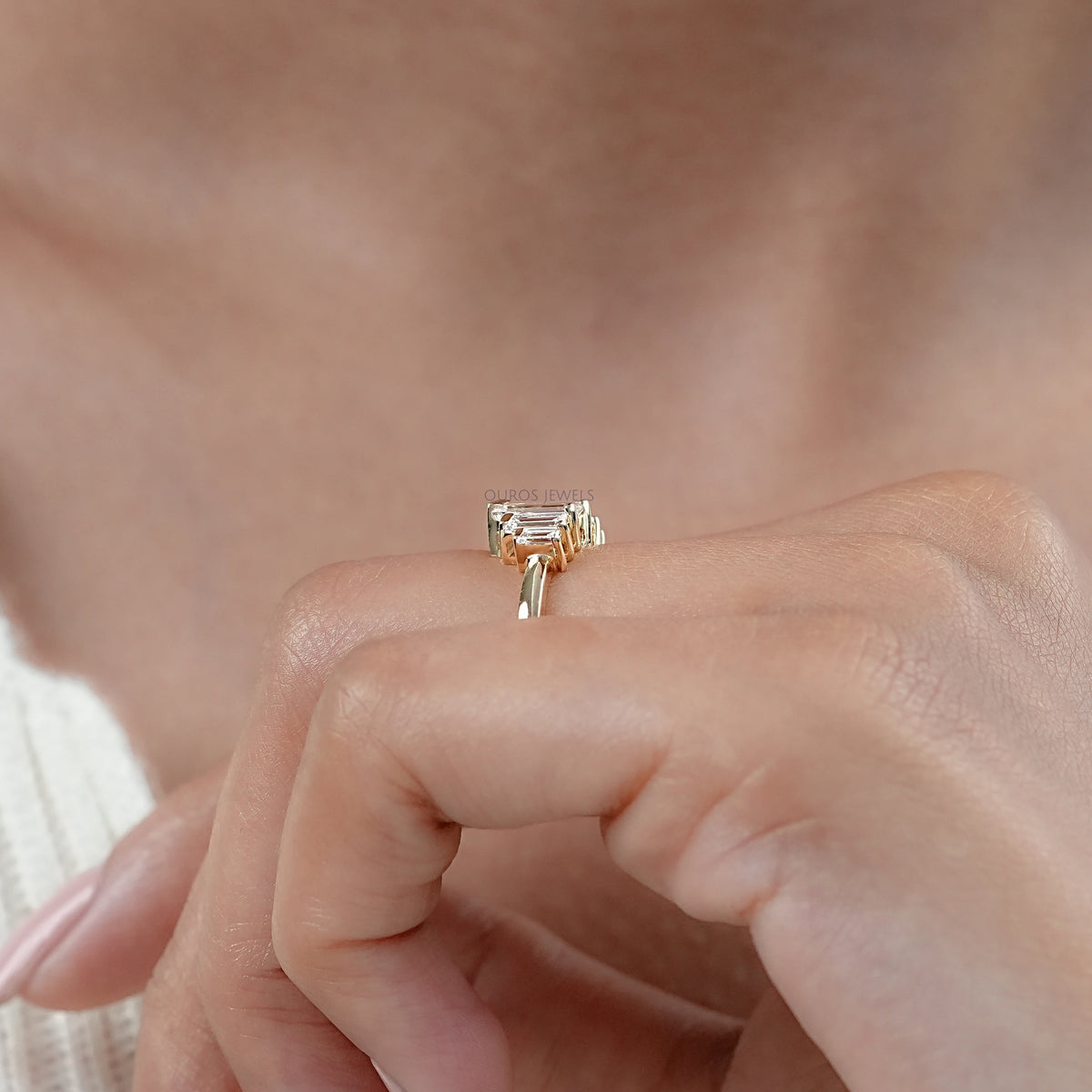 Baguette Cut Lab Grown Diamond Wedding Ring