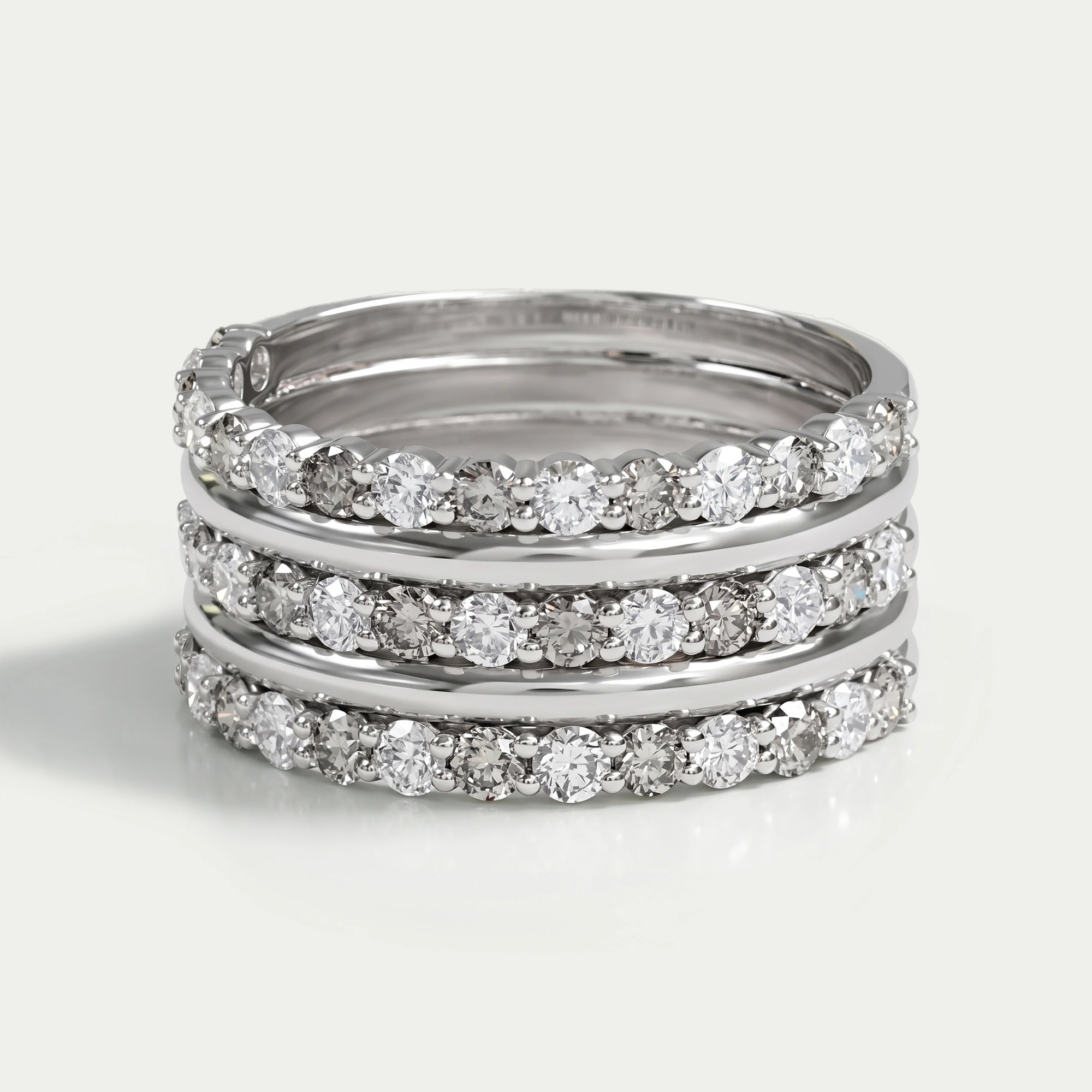 Half Eternity Round Cut Three Row Band