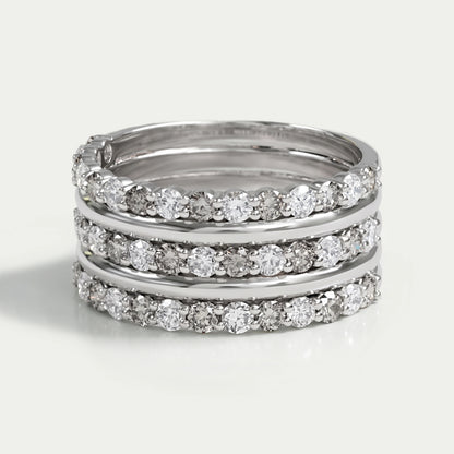 Half Eternity Round Cut Three Row Band