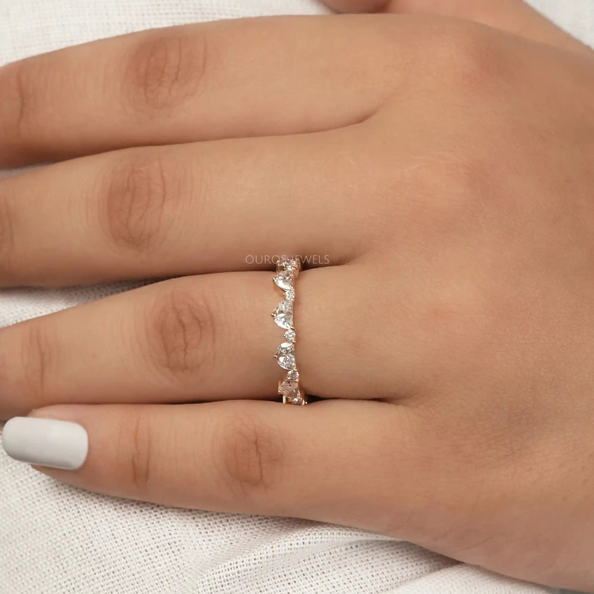 Half Moon And Round Cut Lab Grown Diamond Eternity Band