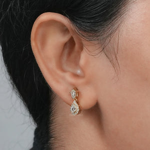 Halo Diamond  Step Cut Pear Dangle Earring