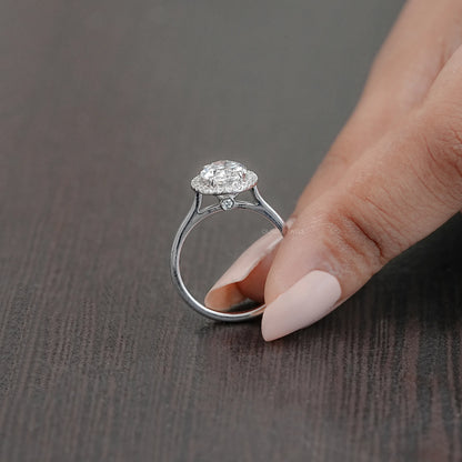Oval Cut Lab Diamond Halo Set Engagement Ring Rings