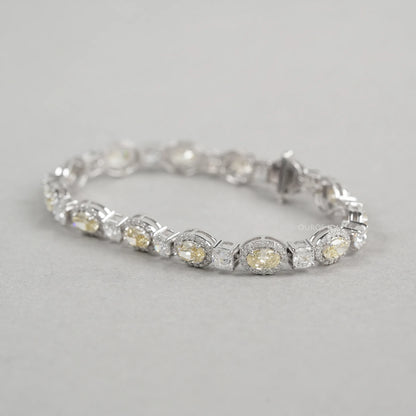 Yellow Oval Cut Halo Lab Grown Diamond Bracelet Bracelet