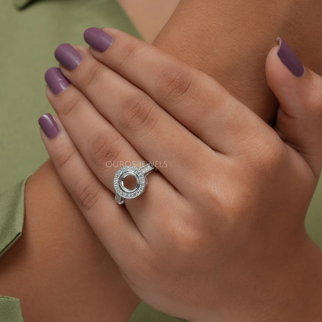 Semi Mount Halo Diamond Engagement Ring Ring