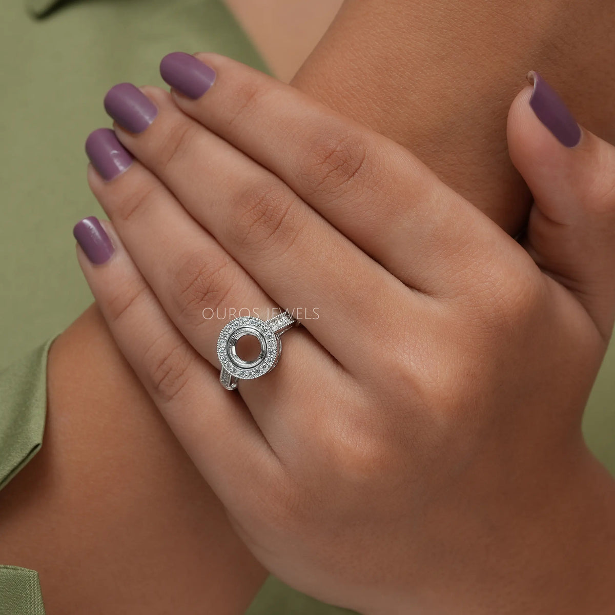Semi Mount Halo Diamond Engagement Ring Ring