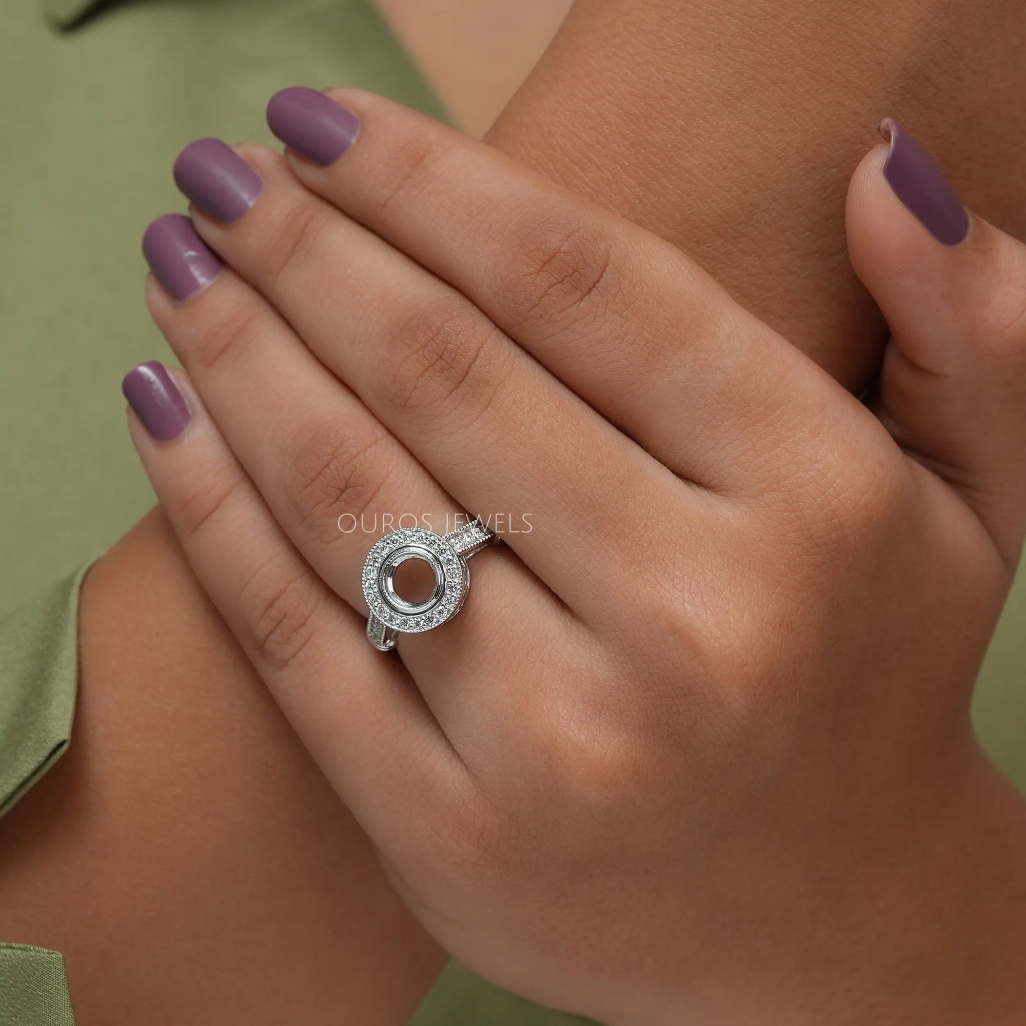 Semi Mount Halo Diamond Engagement Ring Ring