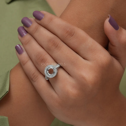 Semi Mount Halo Diamond Engagement Ring Ring