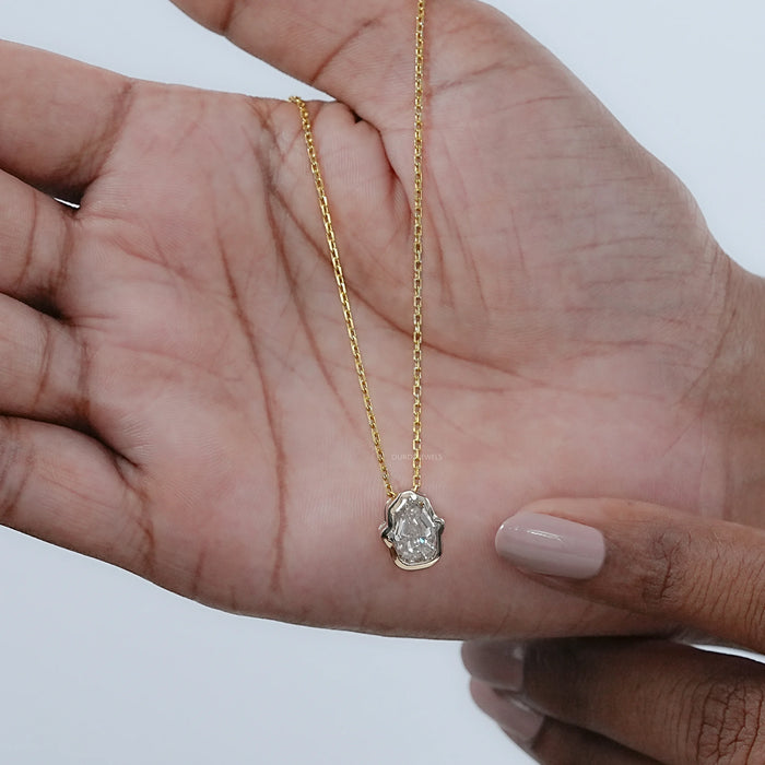 Antique Hamsa Hand Shape Lab Diamond  Solitaire Pendant