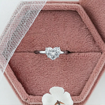 Heart Diamond Tulip Set Solitaire Ring