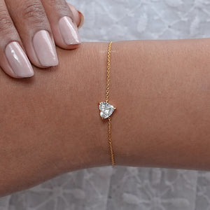 Heart Cut Lab Diamond Solitaire Chain Bracelet