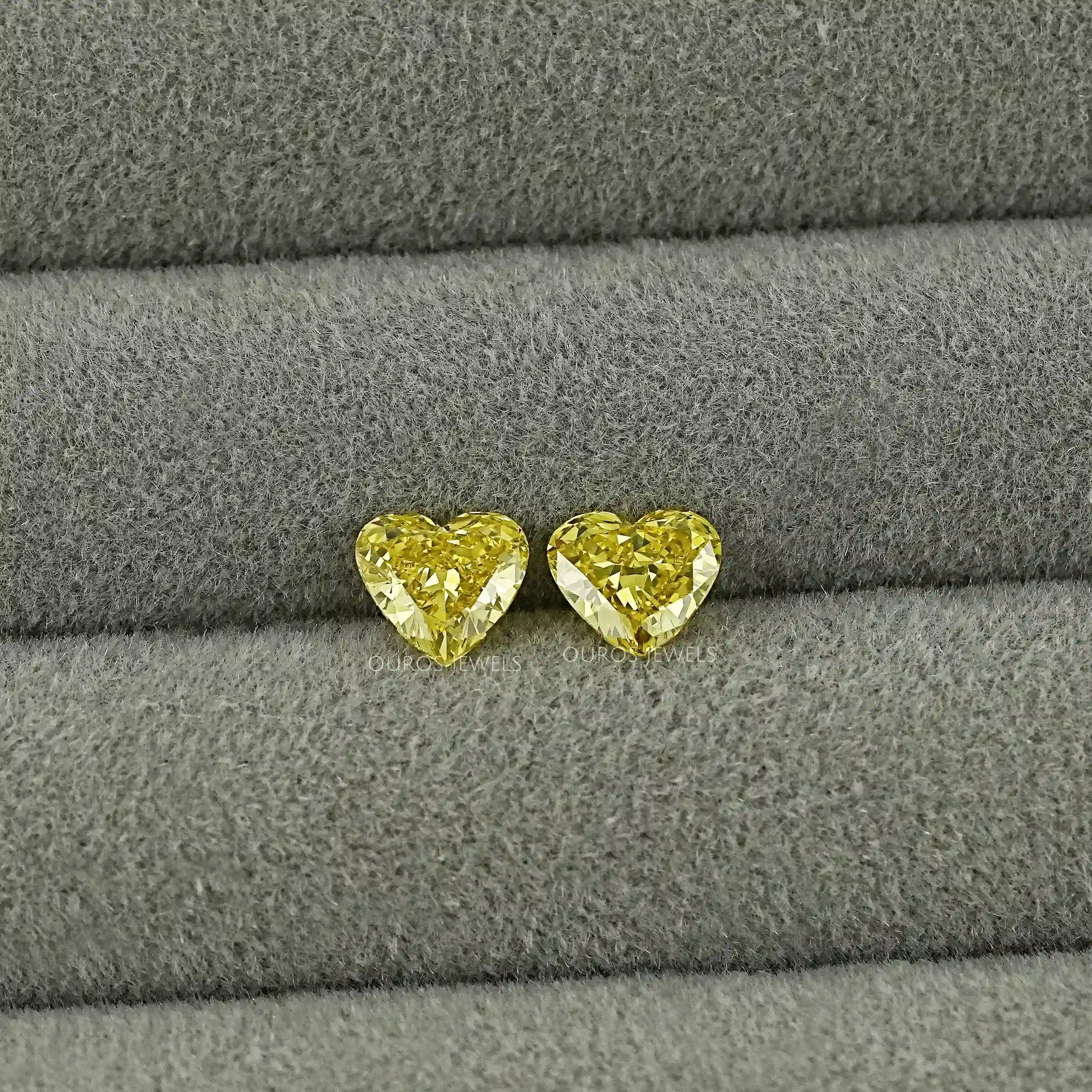 Yellow Heart Lab Grown Diamond Matching Pair Loose