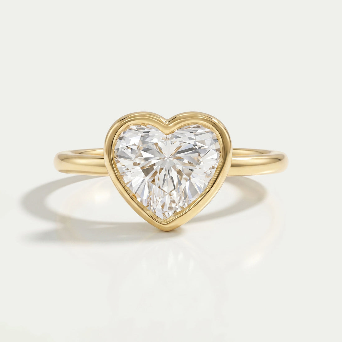 Heart Diamond Bezel Set Soliatire Engagement Ring Rings