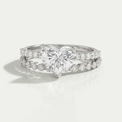 Heart Cut Solitaire Diamond Accent Bridal Ring Set Rings