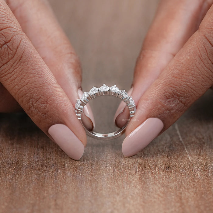 Heart Cut Lab Grown Diamond Wedding Band