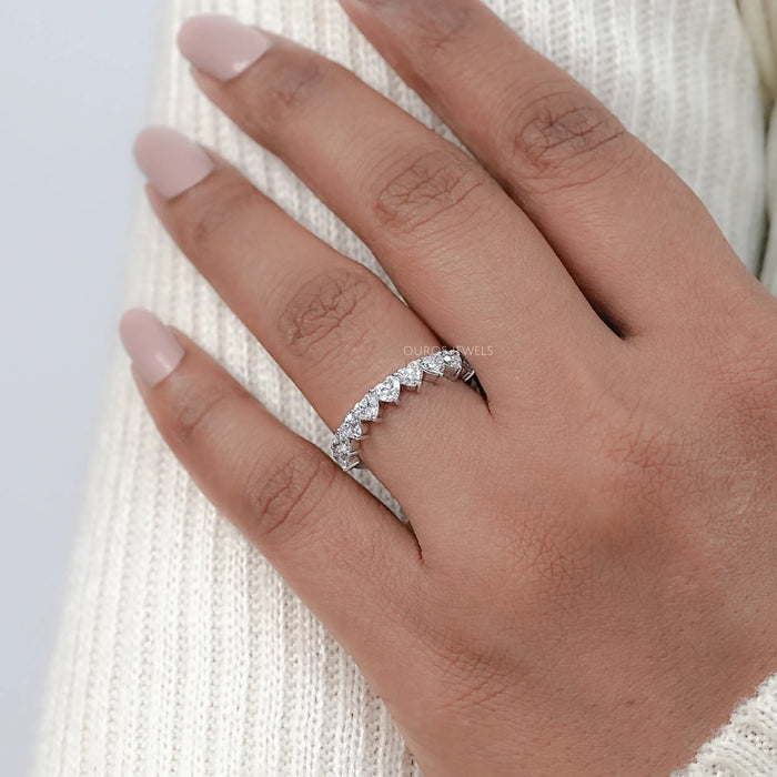 Heart Cut Lab Grown Diamond Wedding Band