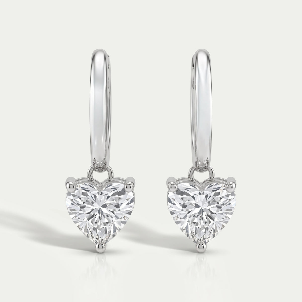 Lab Diamond Heart Cut Dangle Hoop Earrings