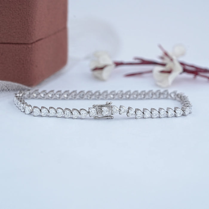 White Gold Heart Shape Lab Diamond  Bracelet