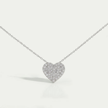 Heart Shape Round Diamond Pave Set Pendant