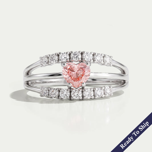 Pink Heart Diamond Split Shank Ring