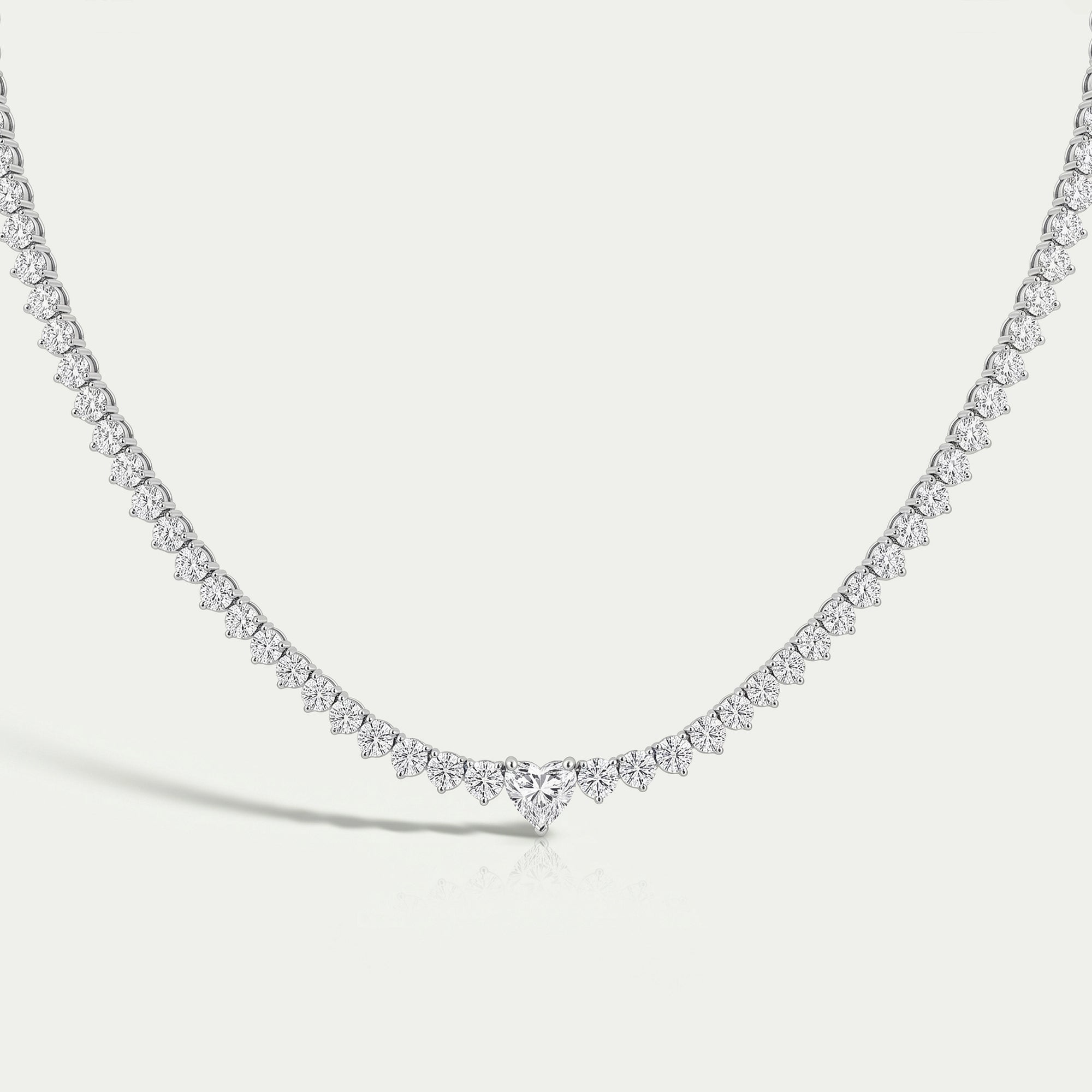 Heart And Round Lab Diamond Tennis Necklace Necklaces