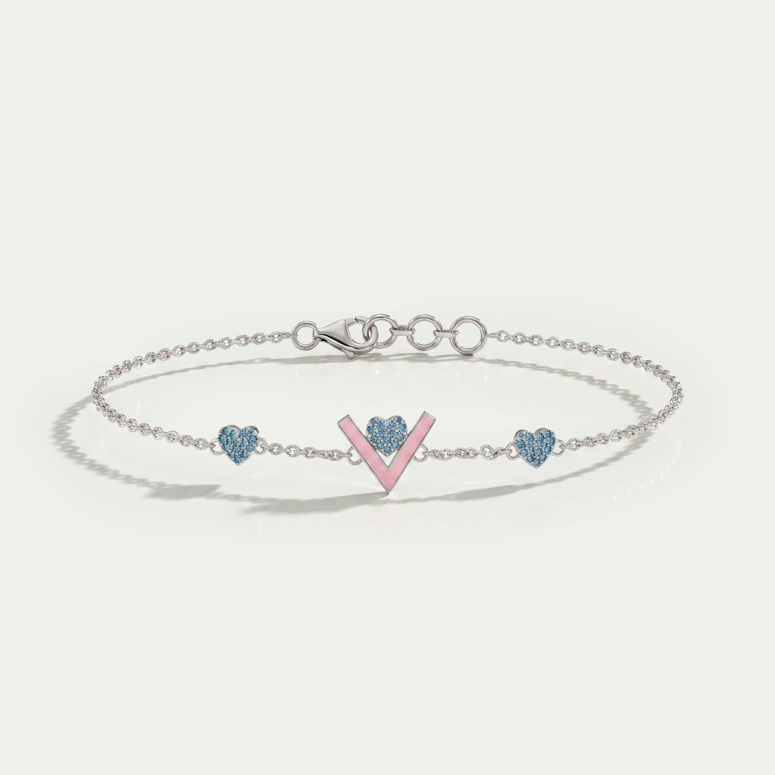 Heart Shaped Blue Round Diamond Bracelet For Baby Girl