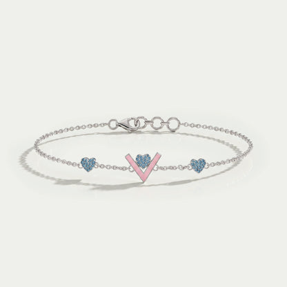 Heart Shaped Blue Round Diamond Bracelet For Baby Girl