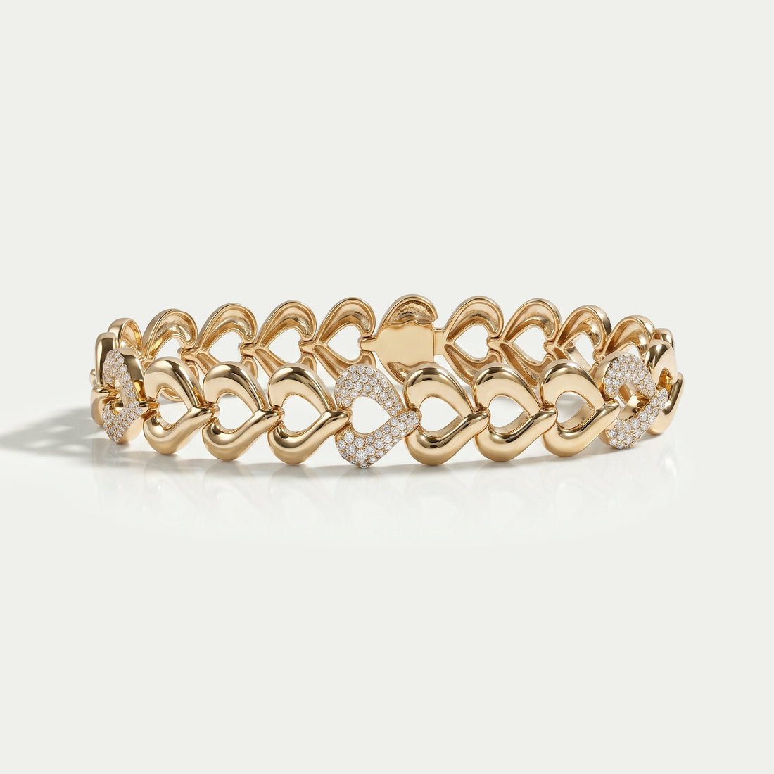 Pave Set Heart Link Bracelet Bracelet