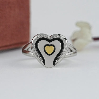 Heart Shape Round Diamond Signet Ring Ring