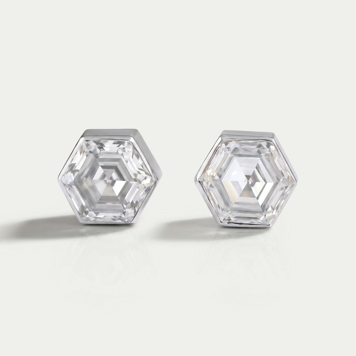 Hexagon Bezel Set Stud Earring