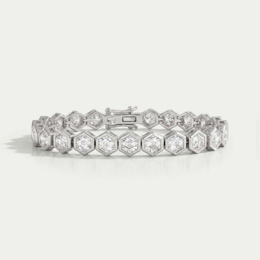Hexagon Cut Bezel Set Tennis Bracelet