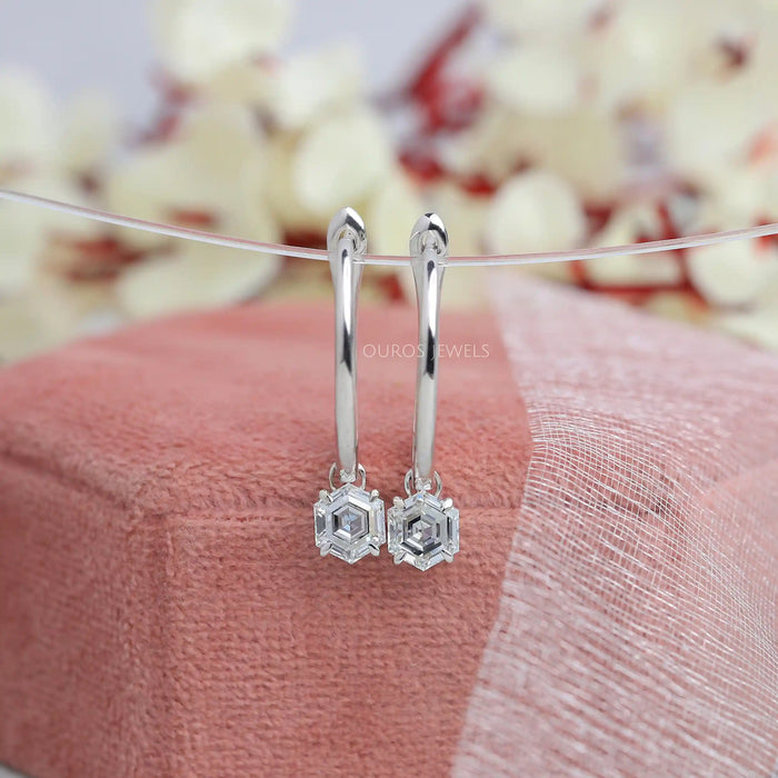 Boucles d'oreilles pendantes en forme d'hexagone