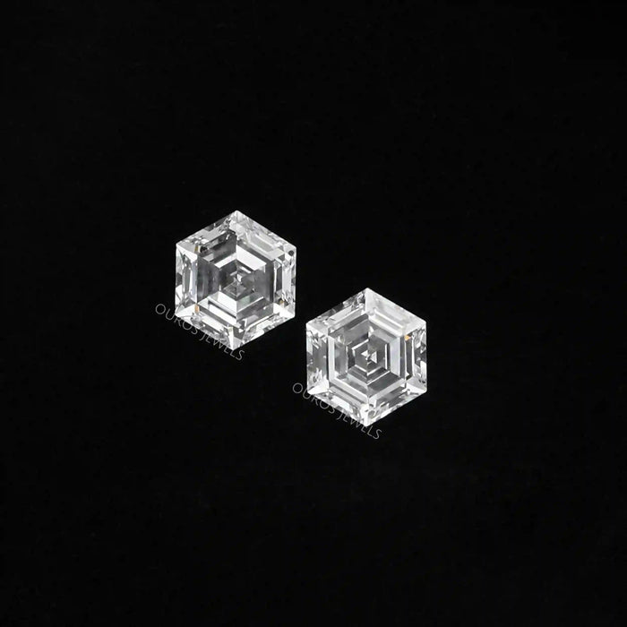 Paire de diamants de laboratoire à coupe hexagonale