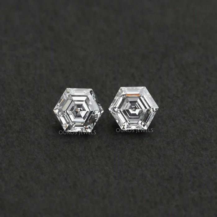 Paire de diamants de laboratoire à coupe hexagonale