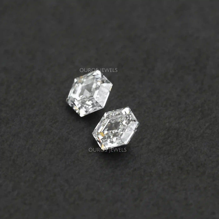 Paire de diamants de laboratoire à coupe hexagonale