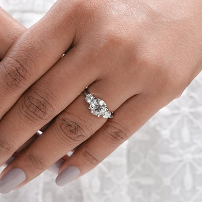 Old European Round Cut Three Stone Engagement Ring Rings