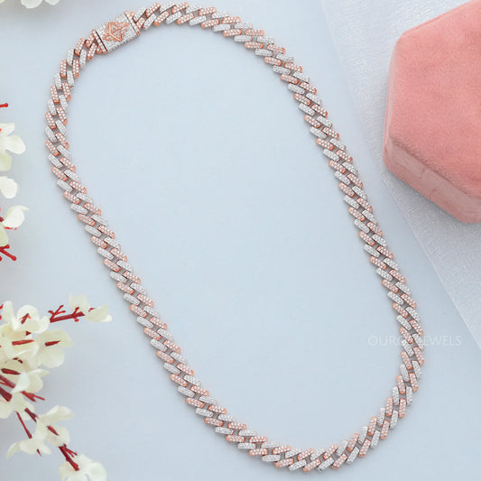 Two Tone Round Cut Miami Cuban Chain Men's Necklace