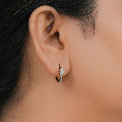Old Mine Moval Lab Diamond Huggie Hoop Earrings Earring