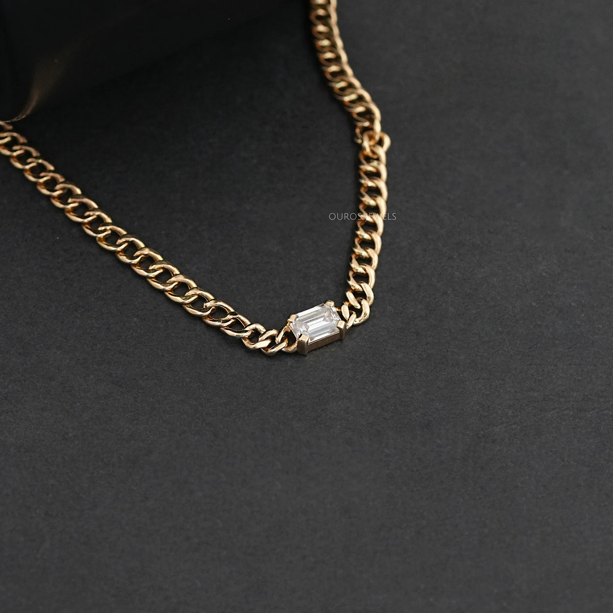 Emerald Cut Cuban Link Necklace For Men's Necklaces