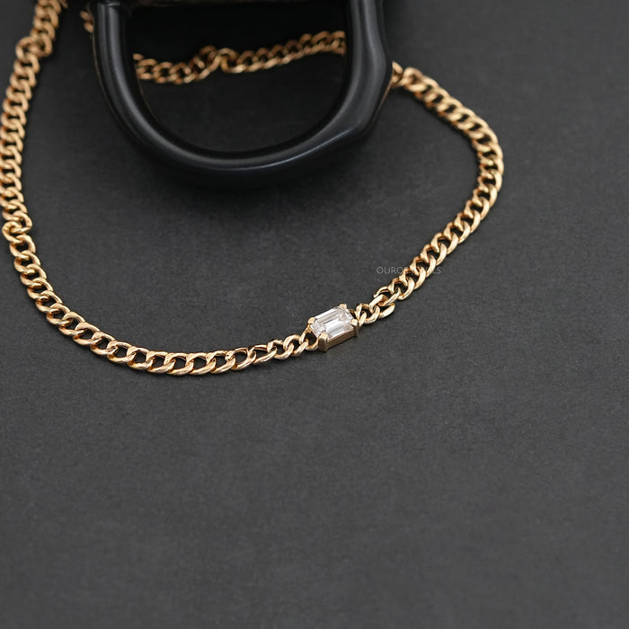 Collier à maillons cubains taille émeraude pour homme