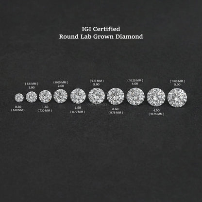 Certified Round Cut Lab Grown Loose Diamond IGI Certified Diamond Loose