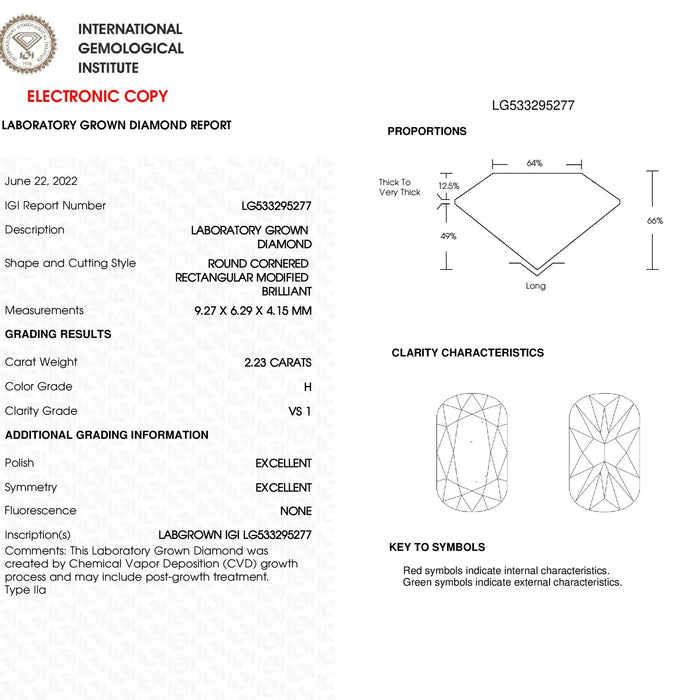 Diamant de laboratoire Criss Cut certifié IGI de 2,23 carats