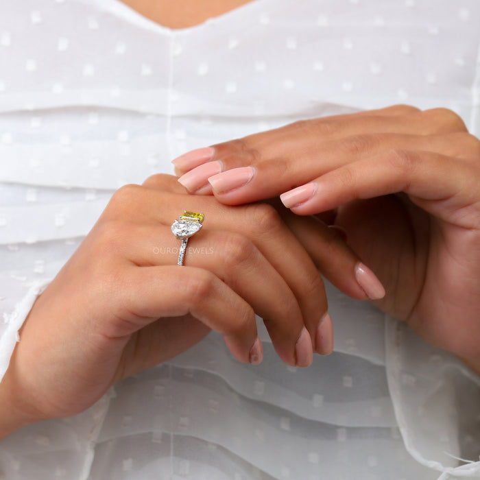 Bague Toi Et Moi Poire Et Diamant Jaune Radiant