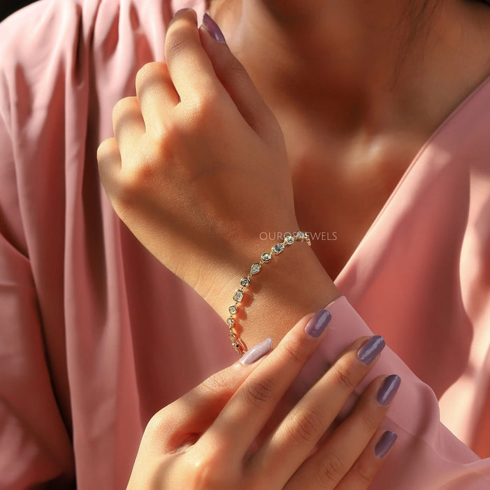 Multi Shape Bezel Set Tennis Bracelet