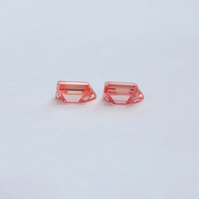 Paire de diamants de laboratoire taille trapèze rose