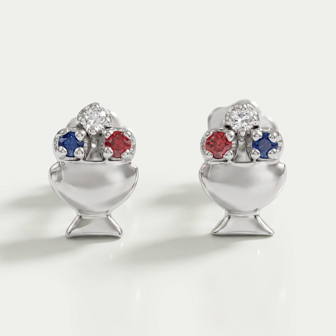 Diamond And Gemstone Stud Ice Cream Earrings