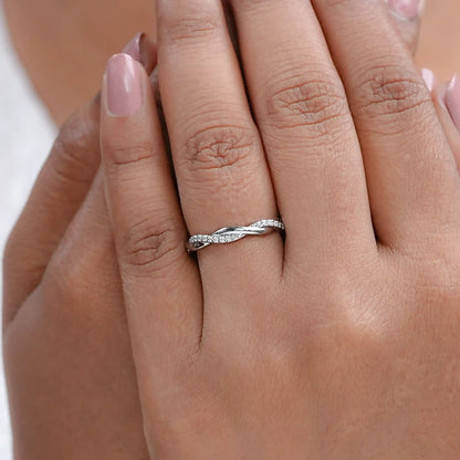 Twisted Infinity Round Diamond Eternity Band Ring